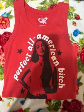 Olivia Rodrigo Red Graphic Tank Top - Perfect All-American B****